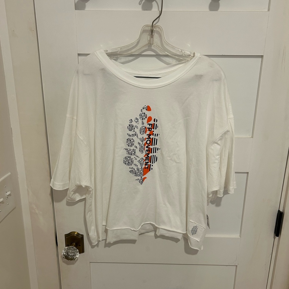 NWT Free People Movement White Graphic Women's Top